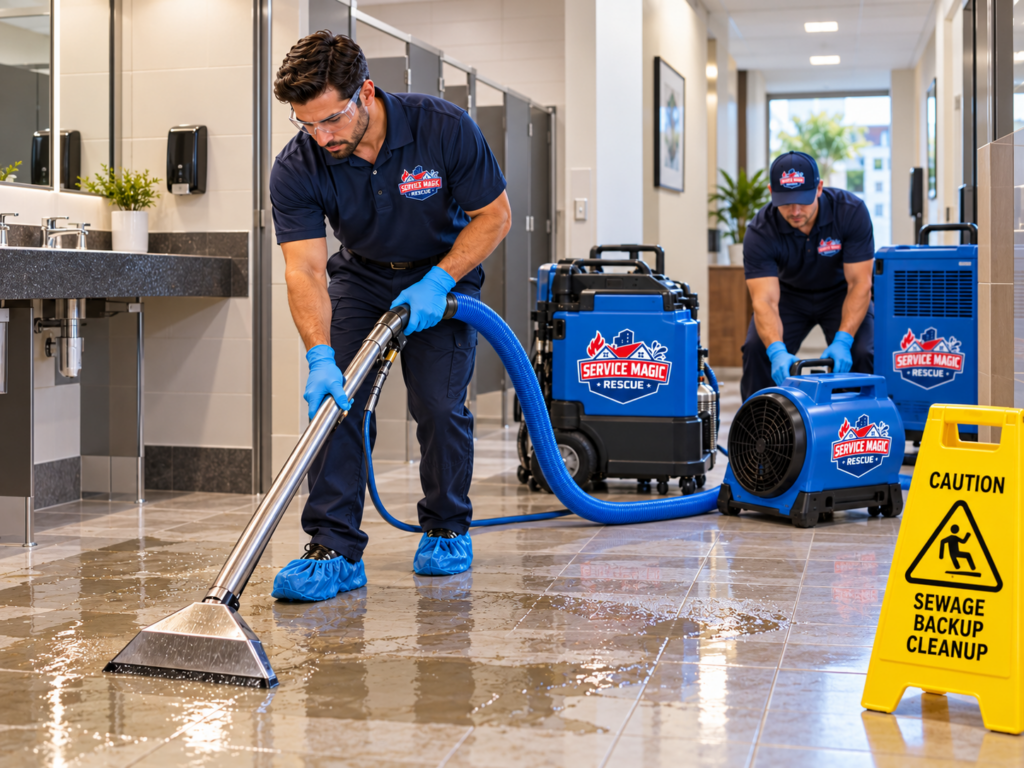Commercial sewage backup cleanup
